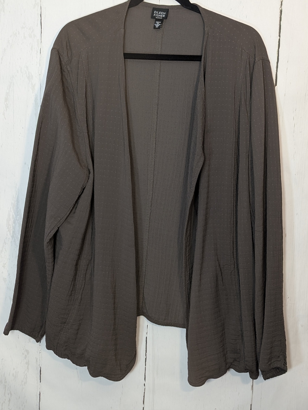 Eileen Fisher Taupe Open-Front Blazer